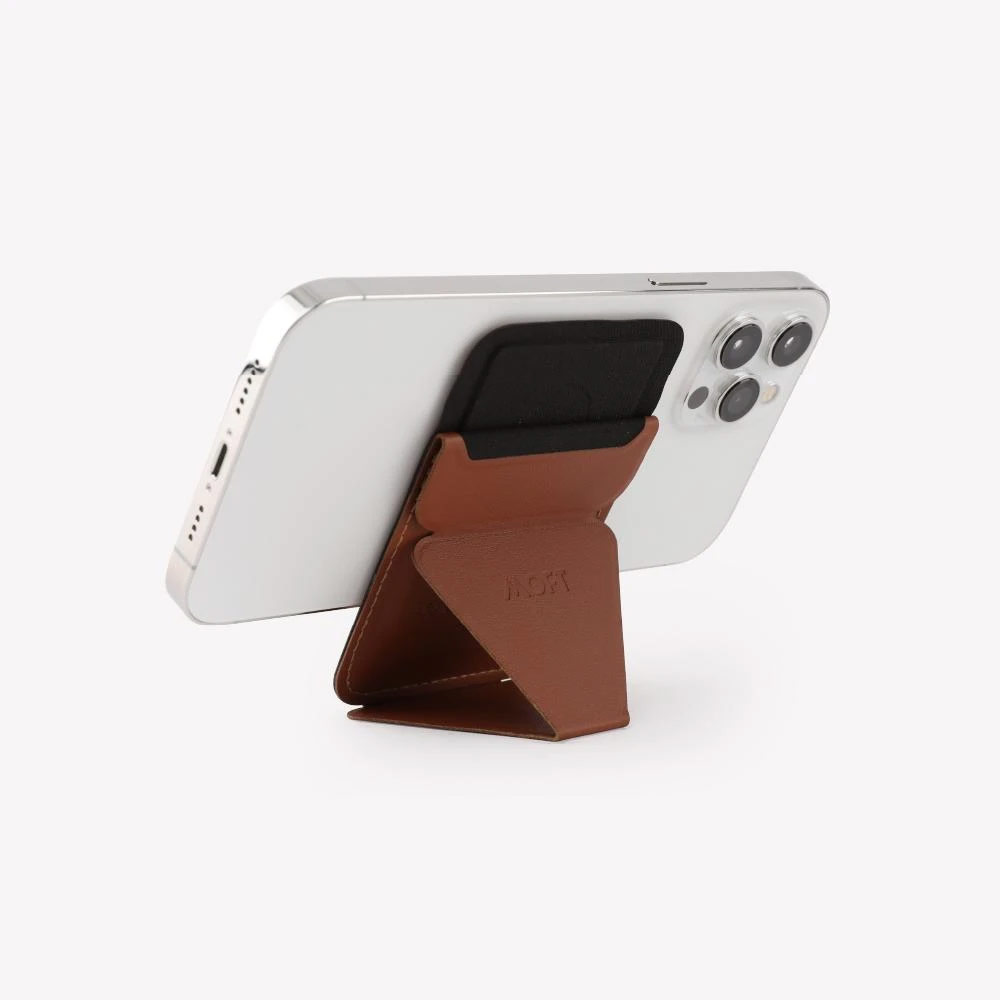 Picture of  Apple MacBook Air 13\" 2020  | MOFT Snap on Phone Stand and Wallet for iPhone 13 iPhone 12 Pro Max Card Holder Phone Stand (Sierra Brown)