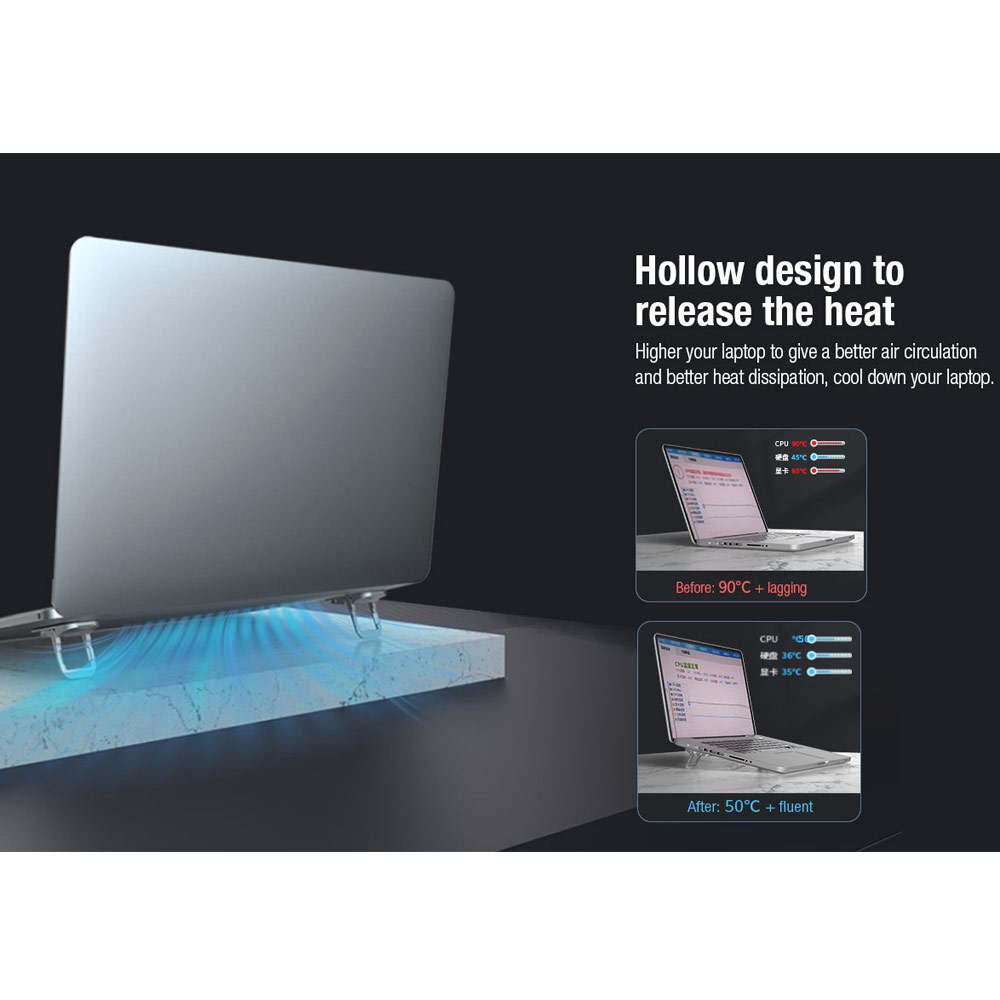 Picture of Nillkin Bolster Plus Laptop Tablet Mini Stand Foldable Portable Stand Holder Heat Dissipation for Laptop Notebook (Black)