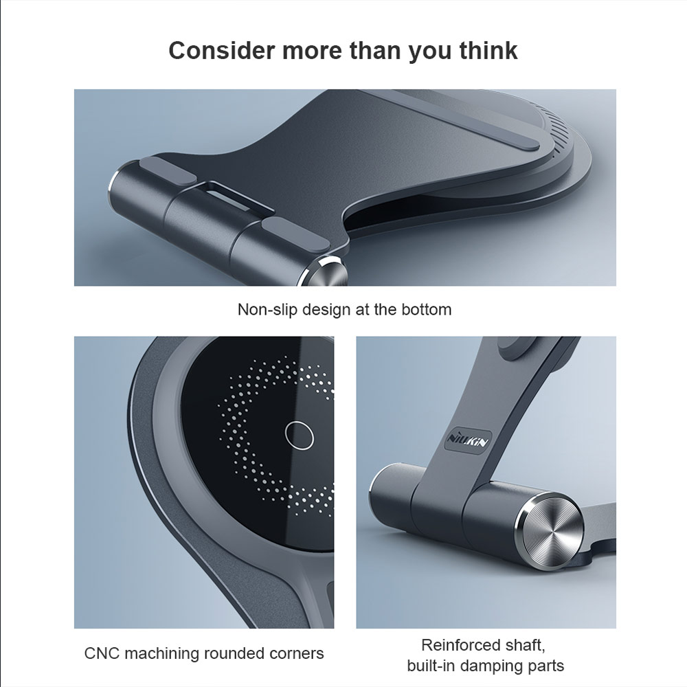 Picture of  Apple iPhone 12 6.1  | Nillkin MagStand Wireless Charging Foldable Stand with Heat Dissipation Cooling for Magsafe Compatible for iPhone 12 iPhone 13 Pro Max (Silver)