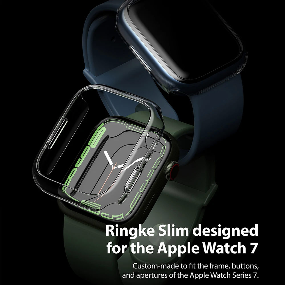 Picture of Apple Watch 41mm Case | Ringke Slim Perfect Fit Case for Apple Watch Series 7 8 9 41mm  (2 PACK Clear and Matte Black)