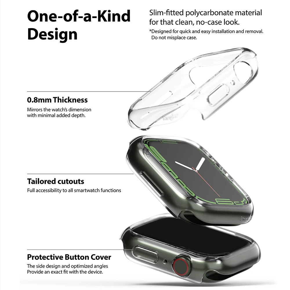 Picture of Apple Watch 41mm Case | Ringke Slim Perfect Fit Case for Apple Watch Series 7 8 9 41mm  (2 PACK Clear and Matte Black)