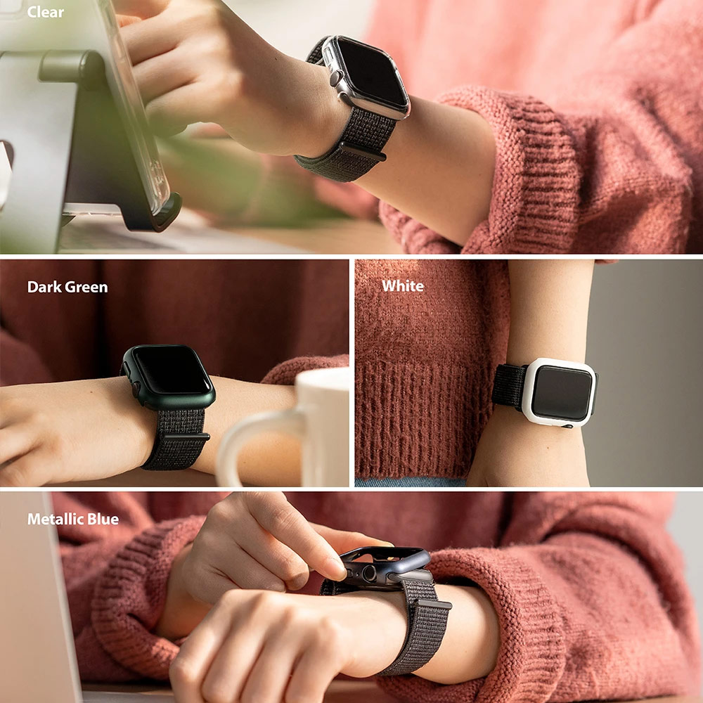 Picture of Apple Watch 45mm Case | Ringke Slim Perfect Fit Case for Apple Watch Series 7 8 9 45mm  (2 PACK Clear and Matte Black)